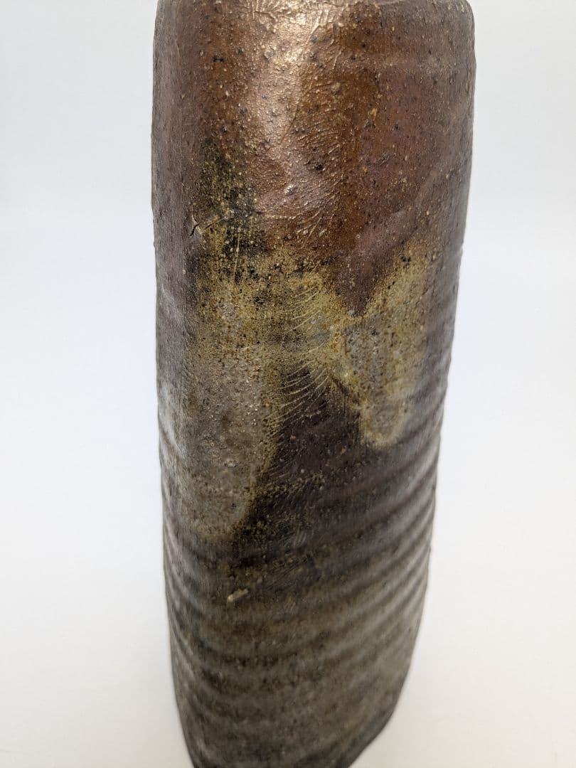 岡山県重要無形文化財 山本雄一 備前焼 三角花入 花瓶 花器 フラワーベース