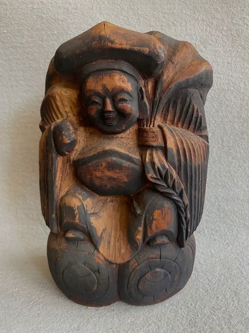 【レトロ】木彫り／恵比寿・大黒天の置物