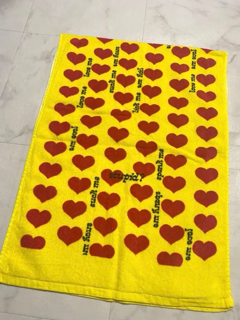 hideイエローハート柄ブラックハート柄タオルスポーツタオルフェイスタオルSET