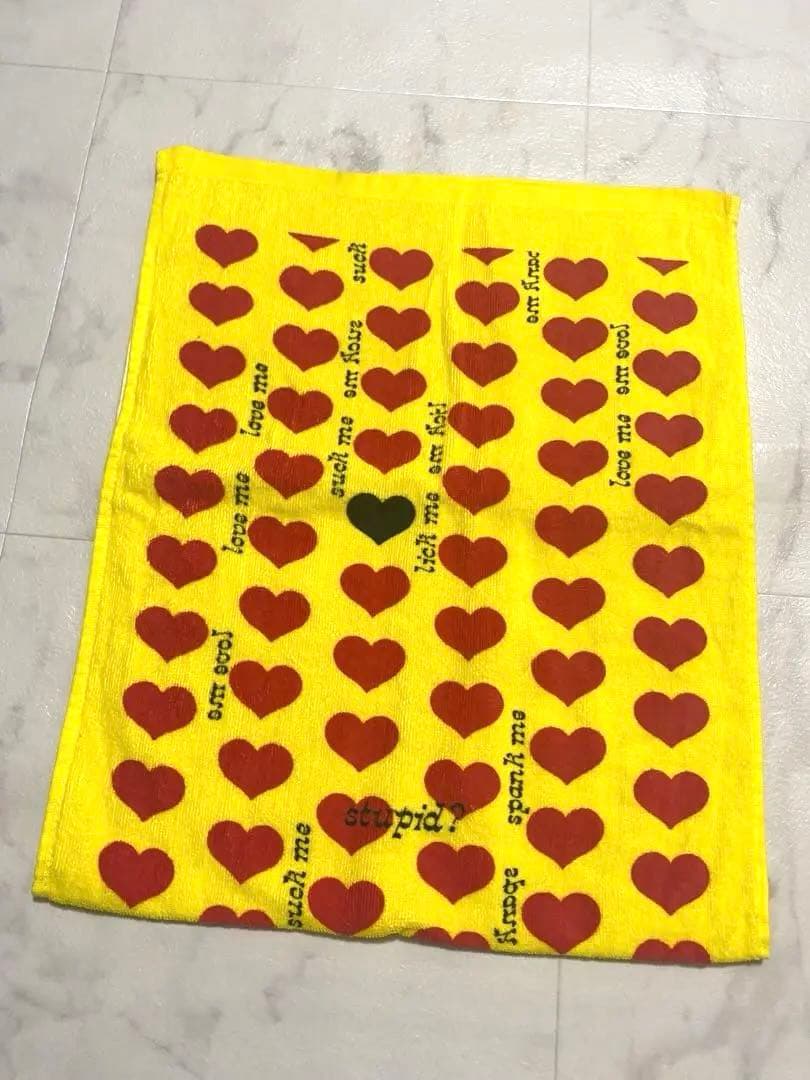 hideイエローハート柄ブラックハート柄タオルスポーツタオルフェイスタオルSET