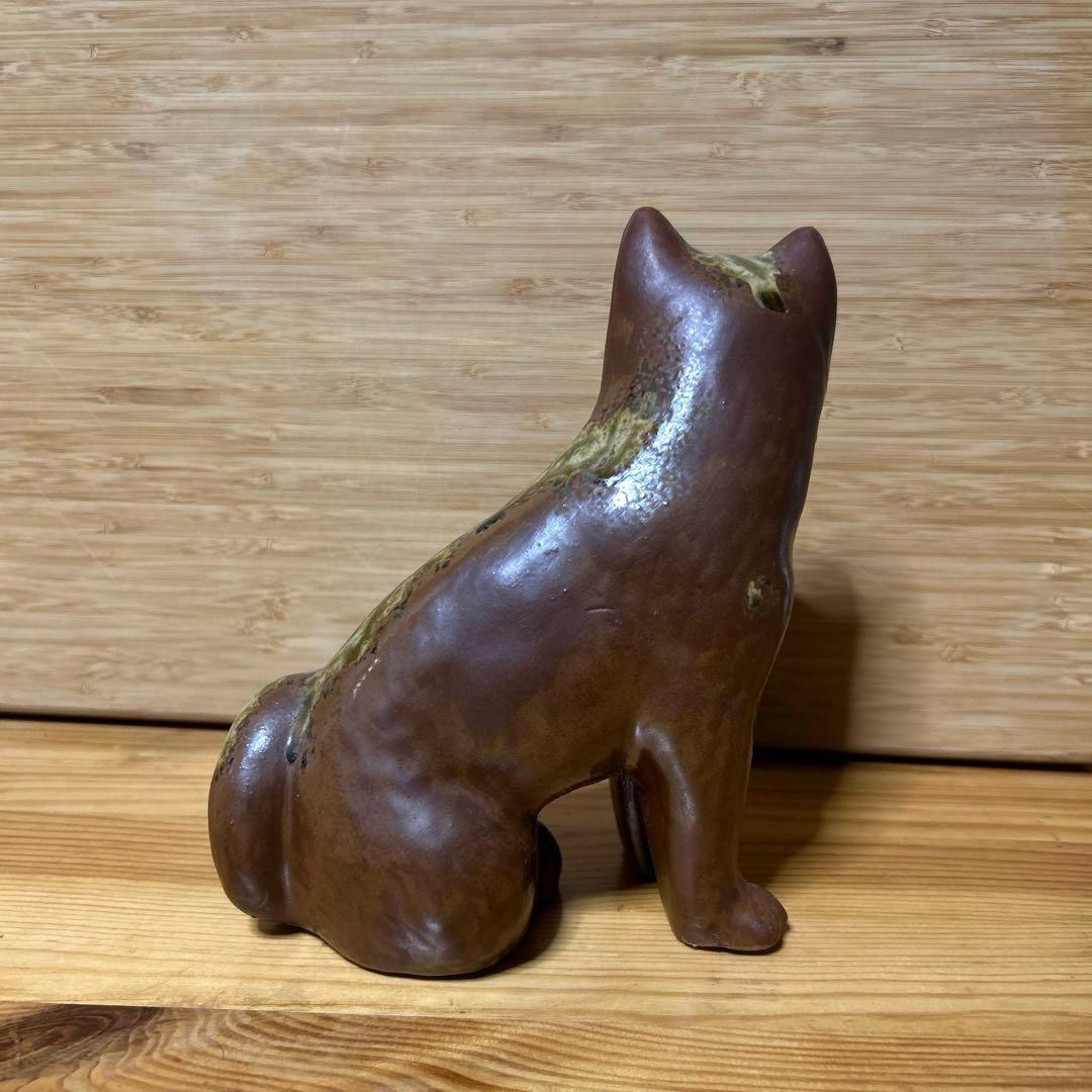 陶器 【丹波立杭焼】犬の置物 茶色　焼き物