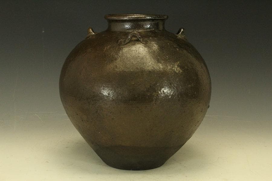 六古窯 常滑 四耳壷 茶壷 茶道具 高25cm(LC644)