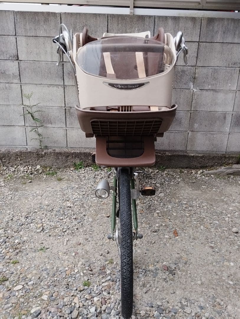 【ブリジストン】緑色シティサイクル チャイルドシート付き 子供乗せ自転車