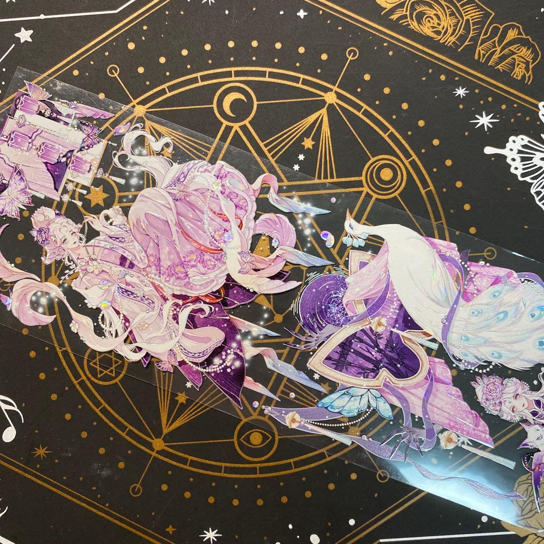 【9147】海外　マステ　中古巻　貝殻光マスキングテープ　人物系　狐　華やか