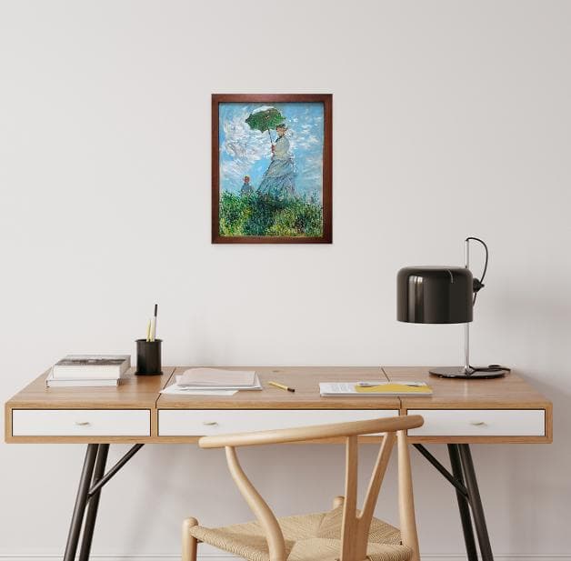 油絵 散歩、日傘をさす女 モネ 模写 ６号 F６