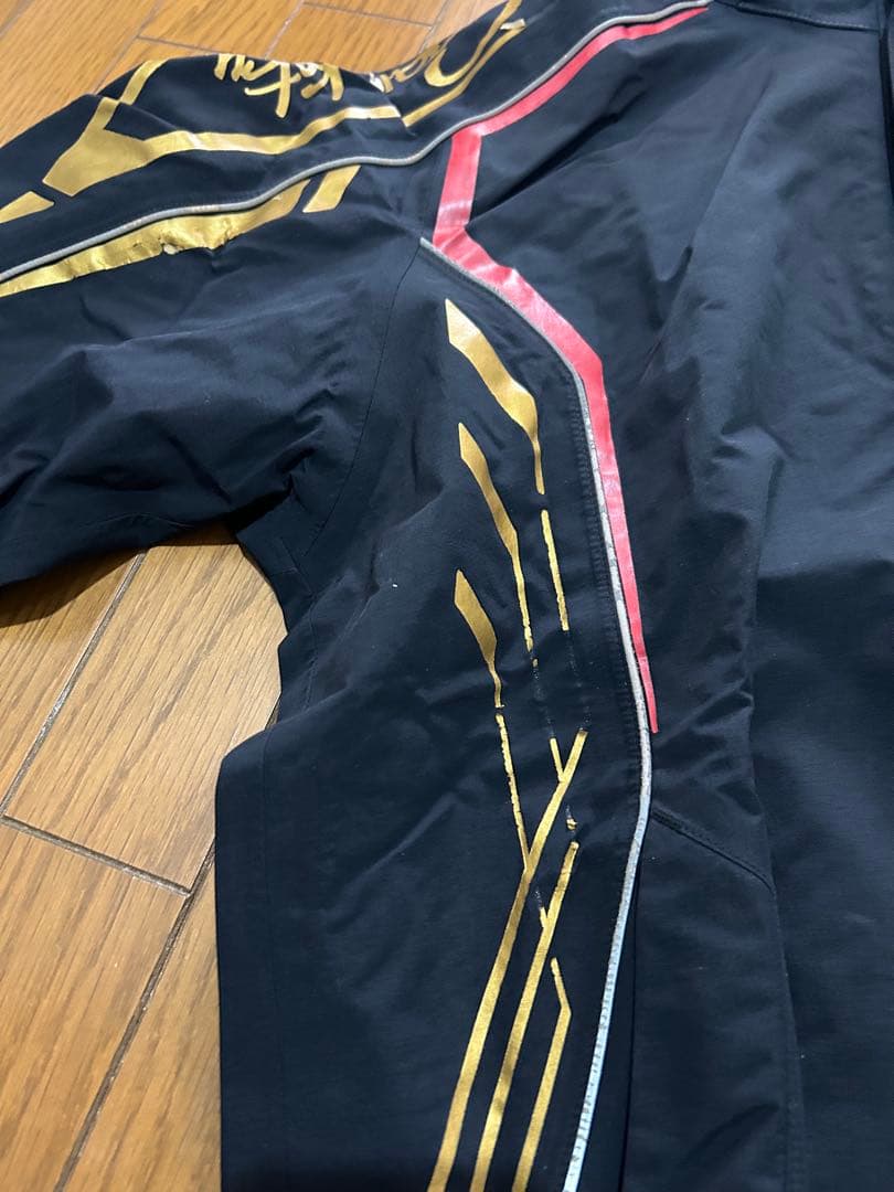 【ジャンク品】がまかつGM3500 ゴアテックスレインスーツ ブラックゴールドL