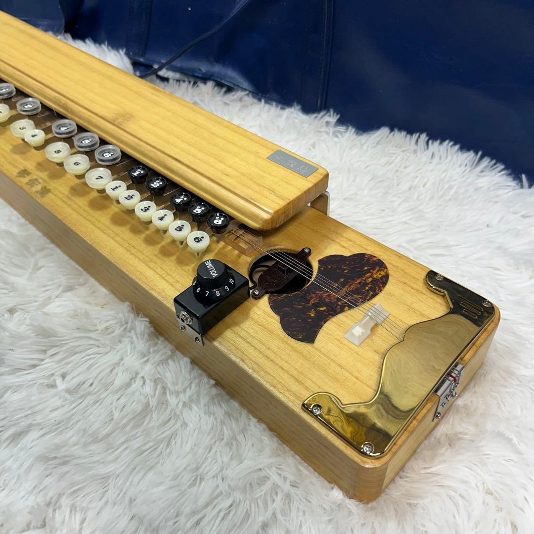 【美品】琴伝流 敷島クリア 電気 大正琴 ナチュラル木目 河合楽器