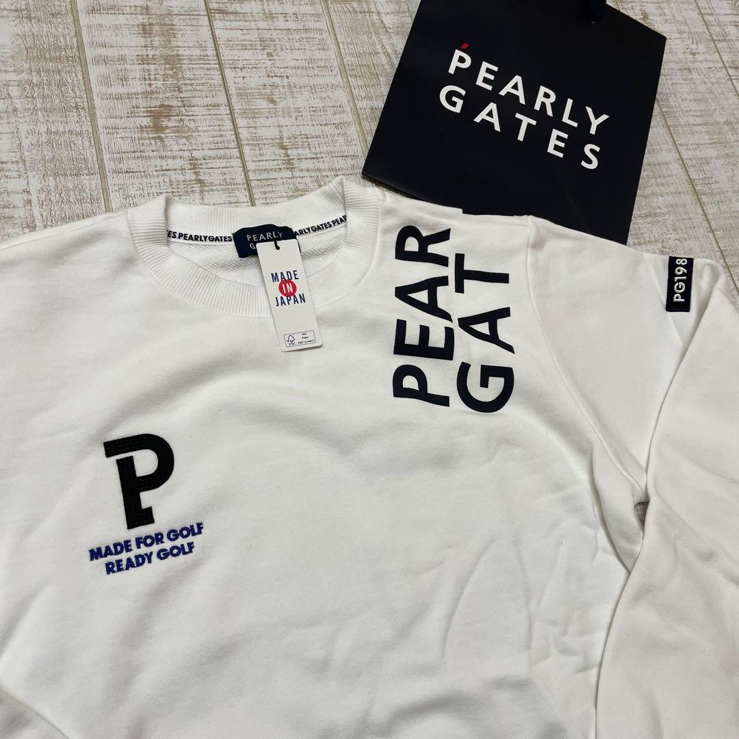 新品 パーリーゲイツ スウェット 肩ロゴ ホワイト Mサイズ（4）