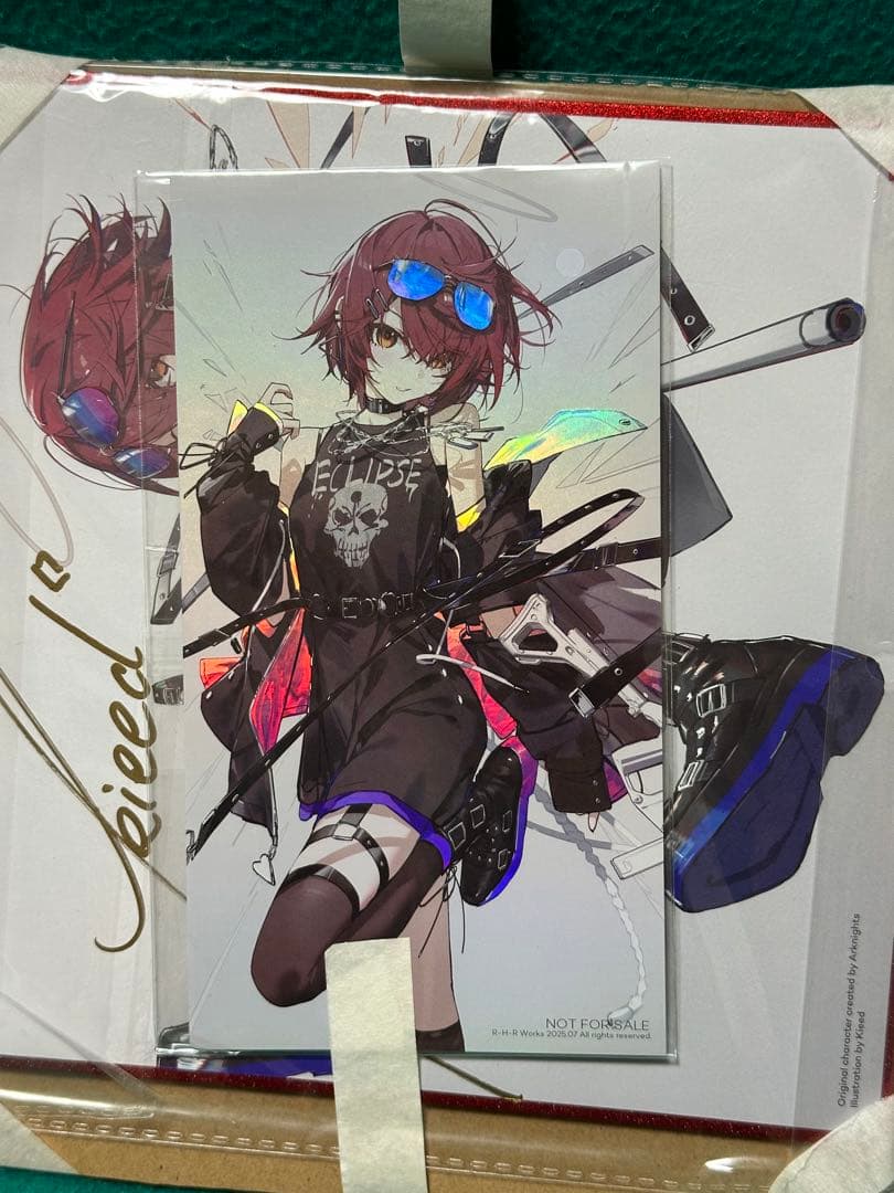 アークナイツ　エクシア　描き下ろしイラスト　色紙　サイン入り　特典のカード付き