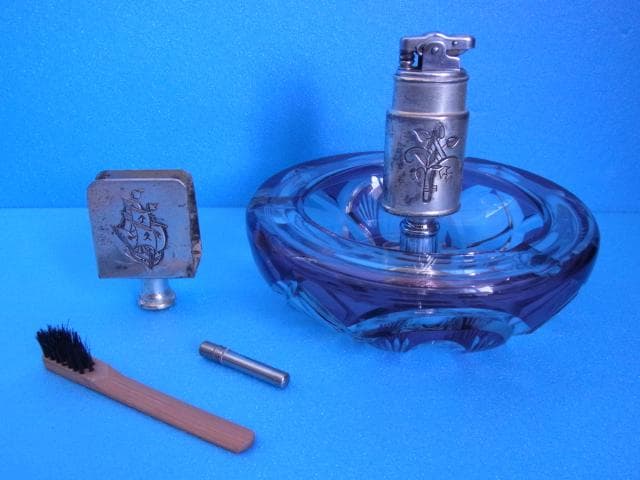 未使用品　和ガラス　切子　煙草セット　三越　戦前　デットストック　昭和レトロ