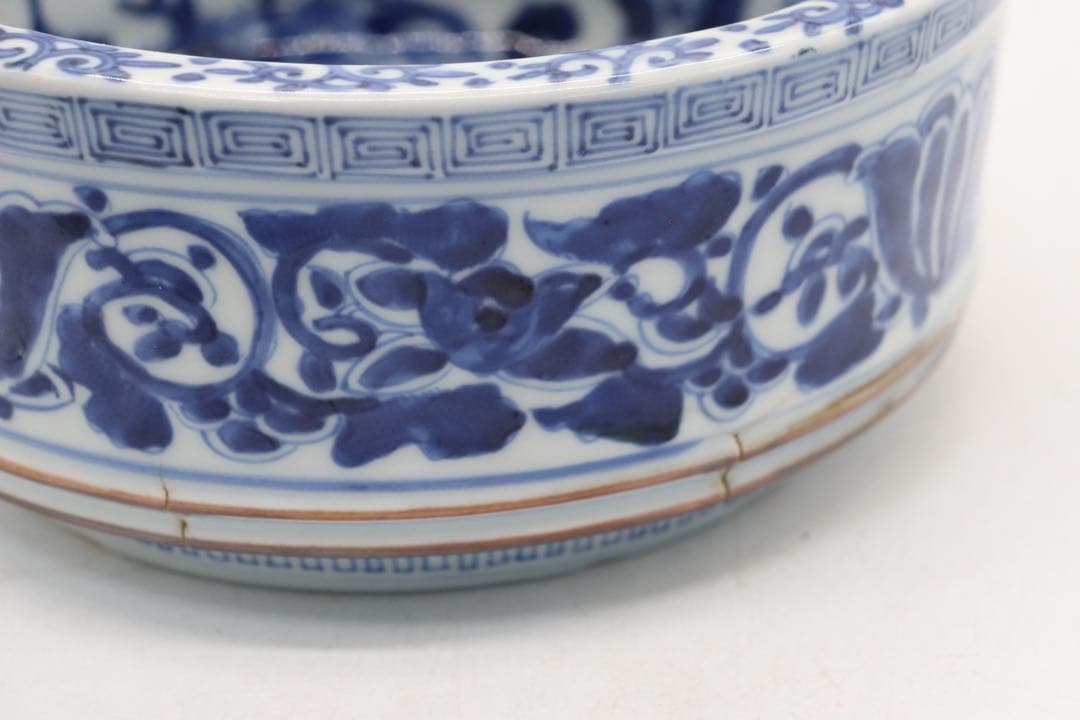 江戸　伊万里　染付　鶴紋大鉢　送料込み1121