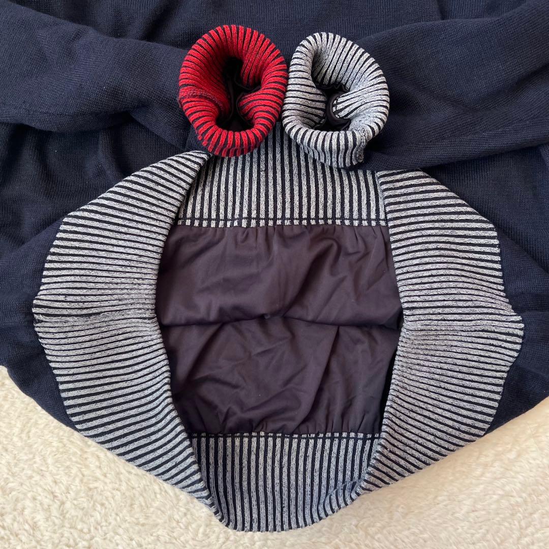 【防風/裏地付】BEAMS GOLF パネル モックネック ニット ネイビー M