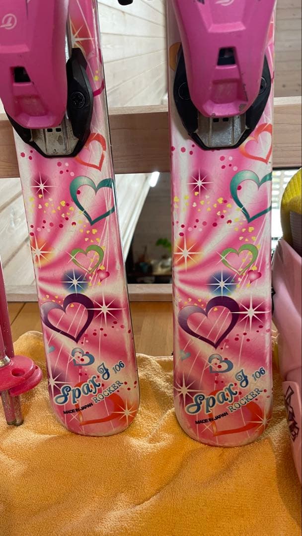 カービングスキー板106cmセットビンディングストックkazamaピンク