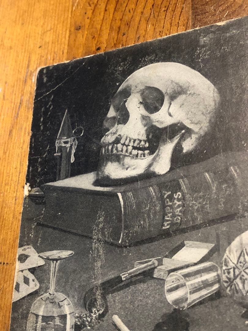 アンティーク　スカル　髑髏　骸骨　オンブックスカル　ビンテージ　ポストカード