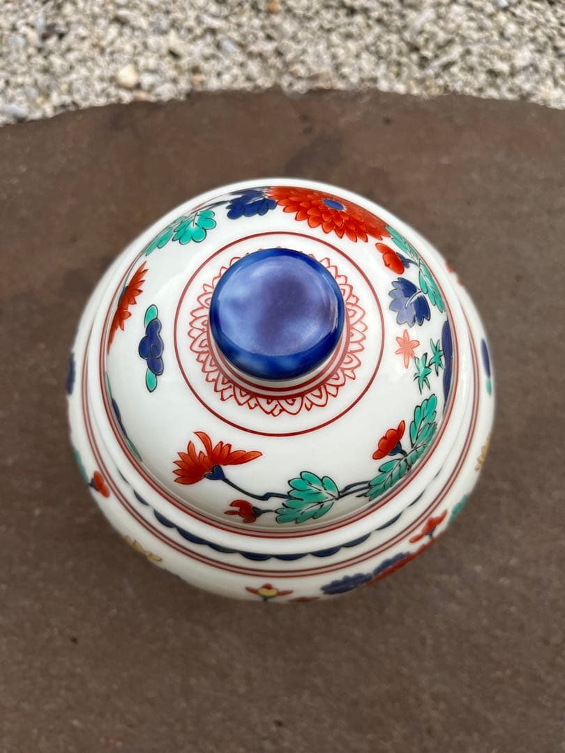 復刻　柿右衛門　岩菊文蓋付壺　其泉窯　1993年　フランクリン画廊　共箱付