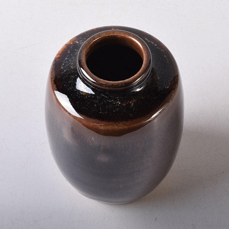 茶道具　京焼　桶谷定一作　肩衝茶入　仕覆付　共箱　V　7748