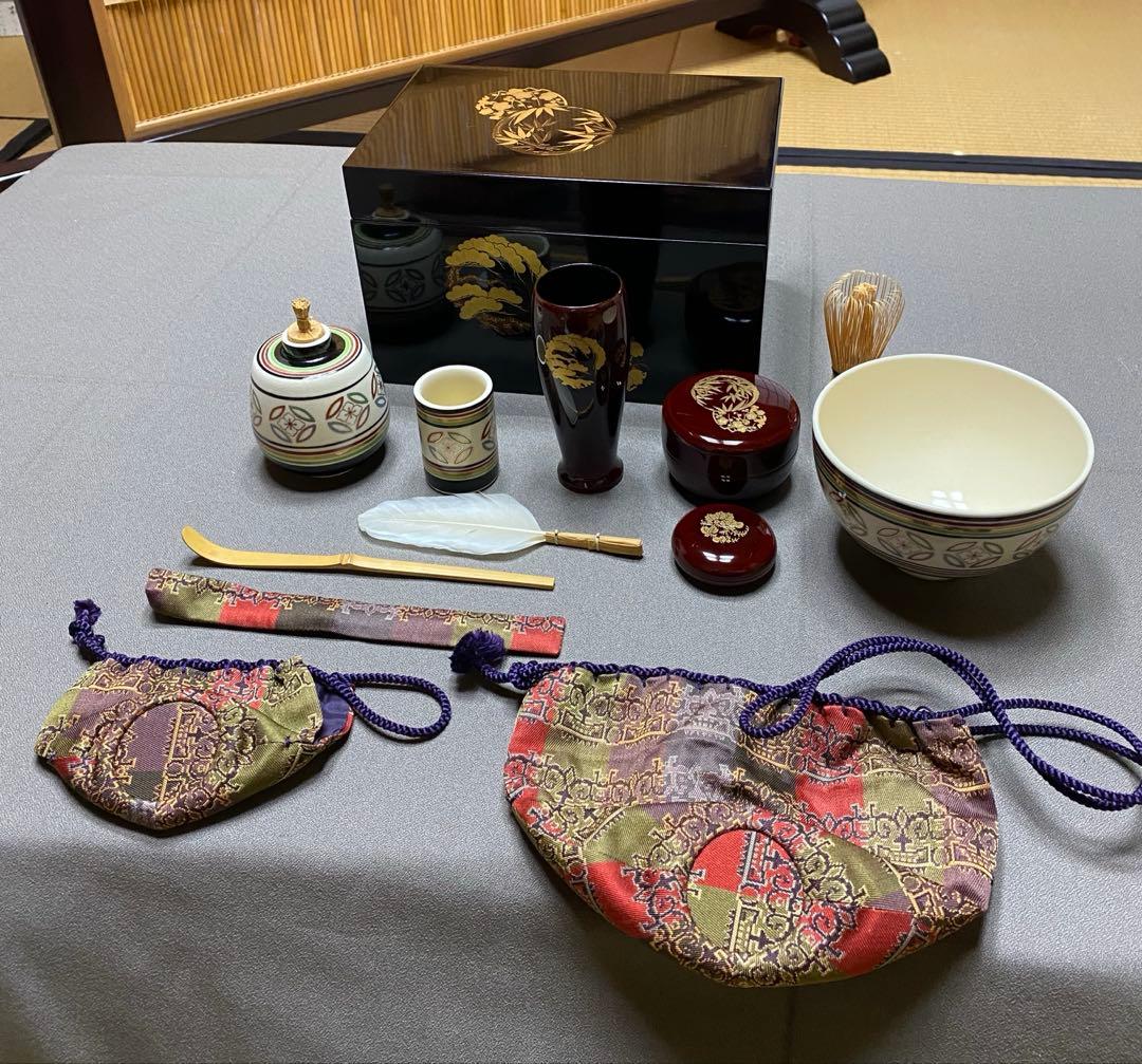 茶道具/茶箱 漆塗り 利休茶箱 工芸品 紙箱