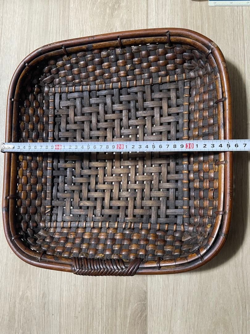 アンティーク 花籠／古道具 花器／竹籠 バスケット（山葡萄系素材？） 伝統工芸