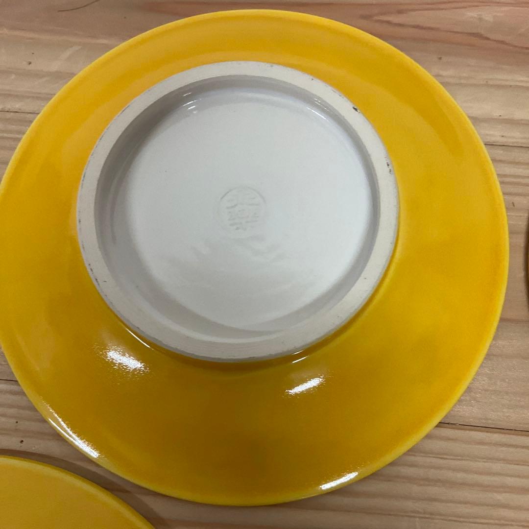 永楽善五郎　黄交趾菊唐草銘々皿　5客揃え