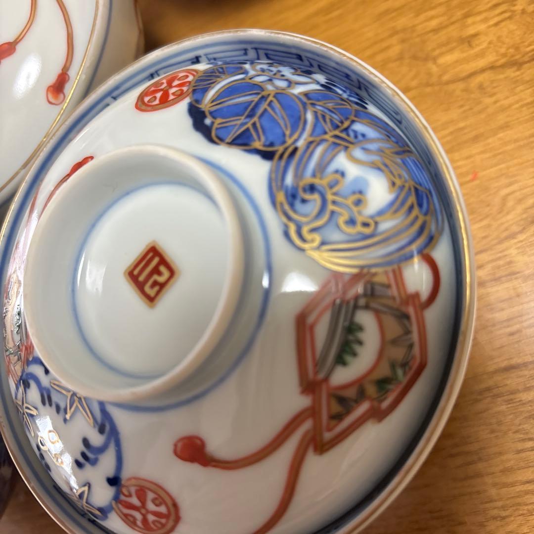 江戸後期伊万里小ぶり蓋碗5客