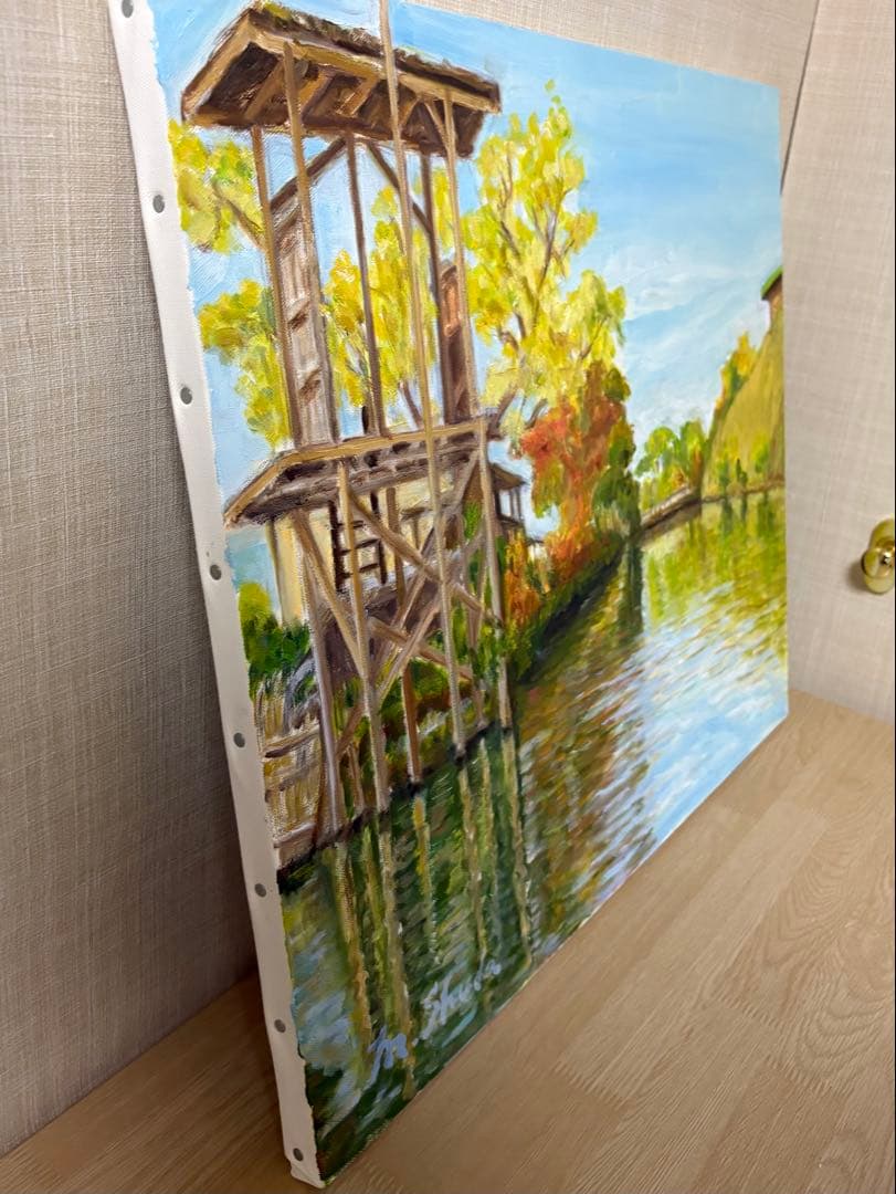 油彩原画『川下り•佐賀』　F10号　ミチ•スダ