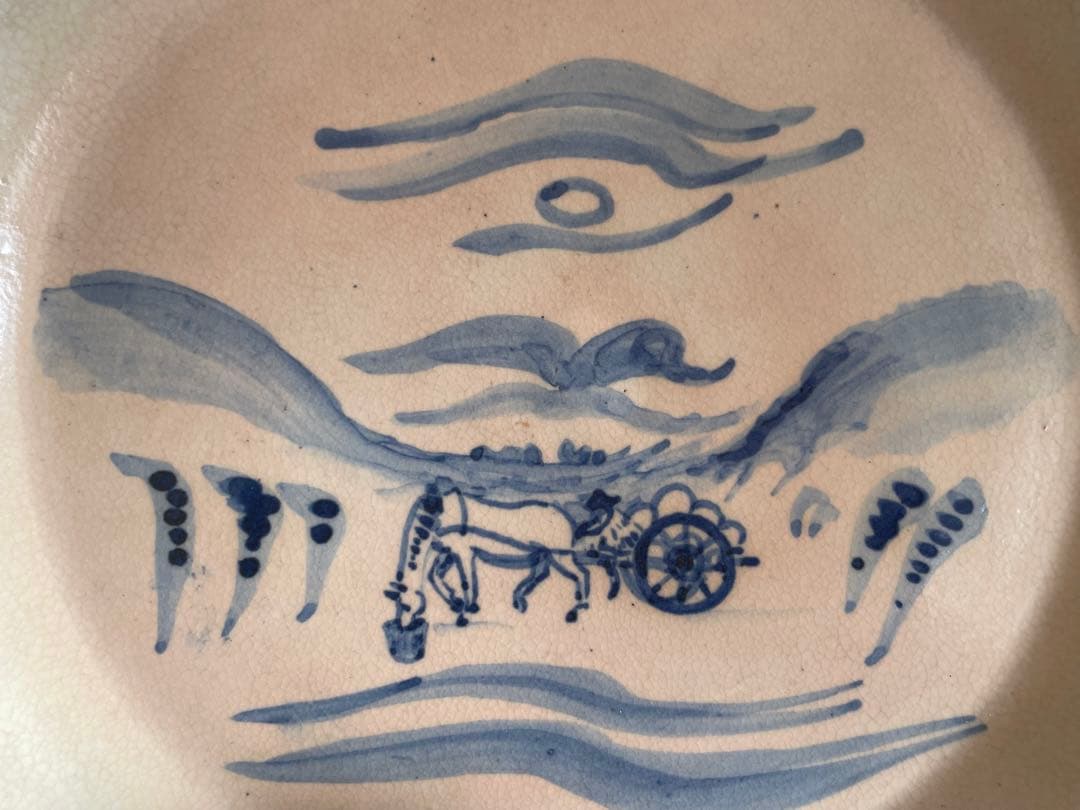 陶芸家　バーナード・リーチ　荷馬車図　皿 民芸　民藝　BERNARD LEACH