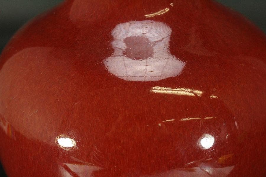 中国美術 釉裏紅 天球瓶 高36cm (HA367)