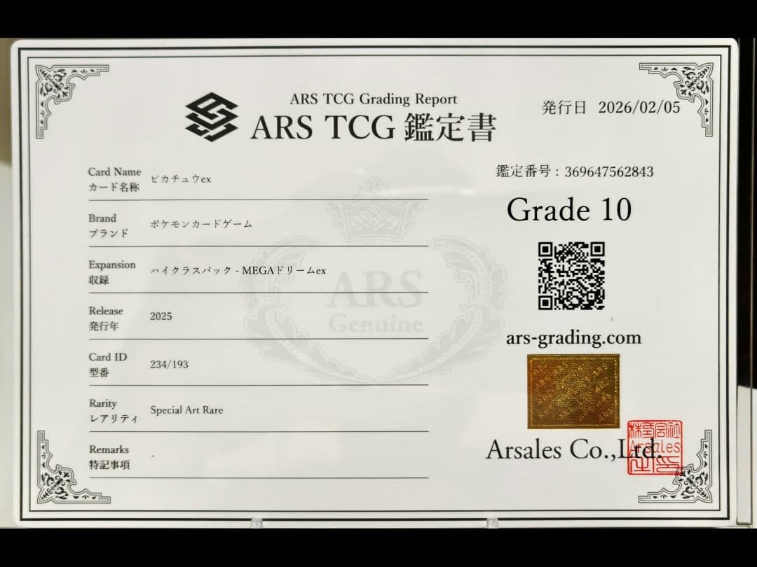 【ARS10】ピカチュウexSAR/MEGAドリームex/234/193 極美品