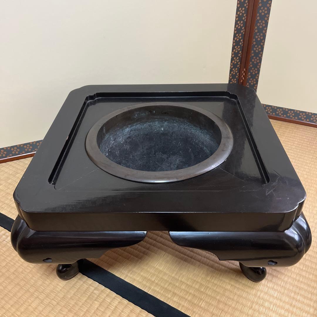 黒い木製火鉢用穴付き　江戸火鉢　2個セット