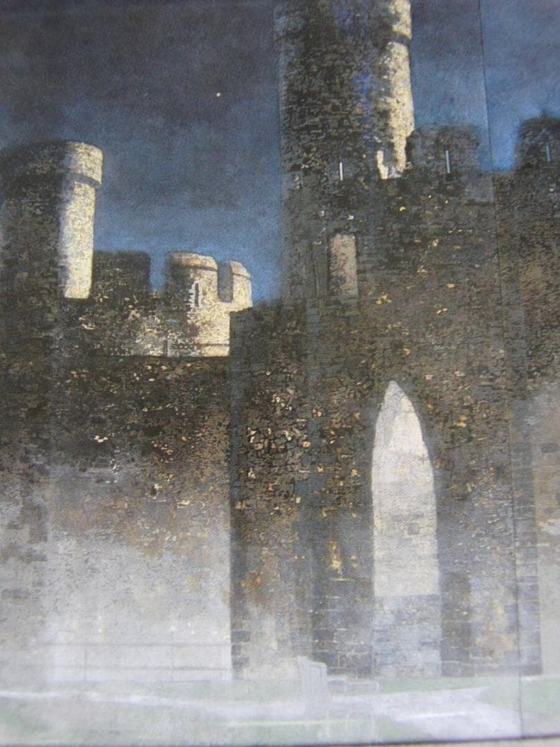 清水由朗、「望楼」、希少画集・額装画、日本製・新品額縁にて額装致します、状態良好