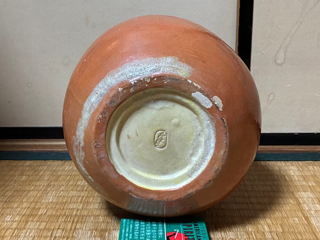 古陶器 民平焼？ 淡路焼？おかめ お多福 火鉢 手炙り 火鉢 在名 時代物