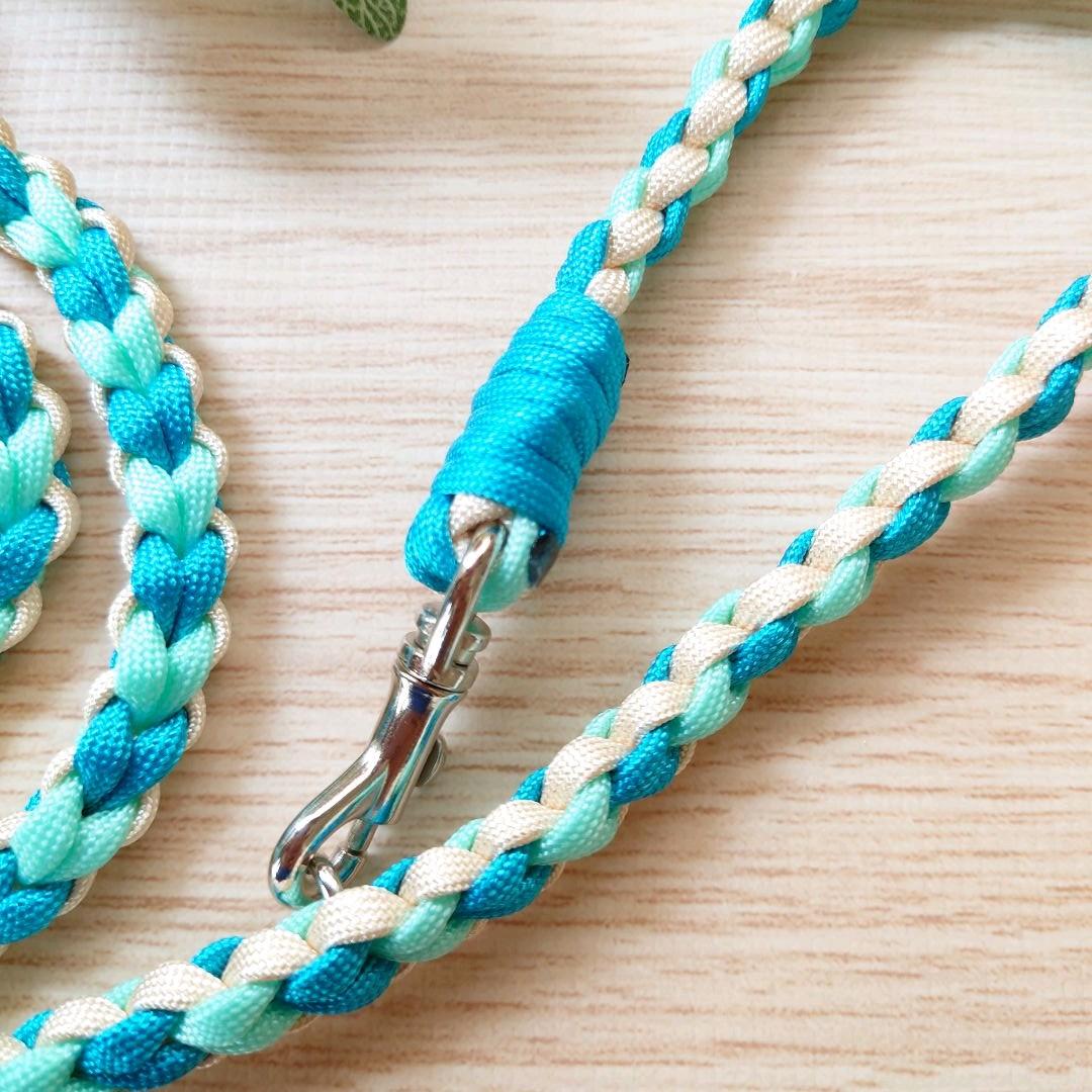 パラコードリード　カフェリード　ハート編み　ターコイズブルー　№070