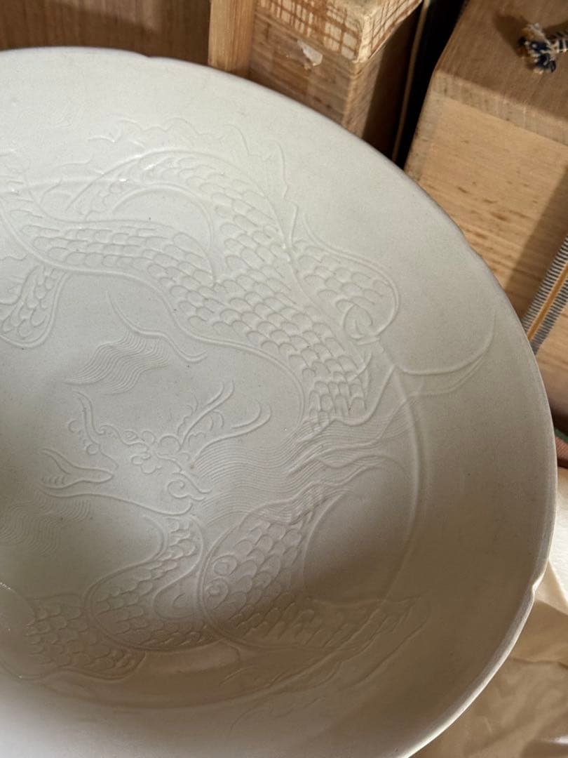 ‼️早速半額‼️リサイクルFORT‼️旧家から直送唐物③‼️中国の定窯龍文皿‼️状態極美品