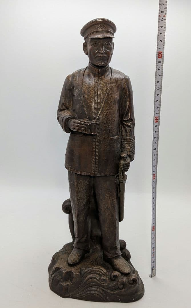 小西陶古 備前焼 東郷元帥像 置物 東郷平八郎 陶像 細工物 陶器人形 日露戦争