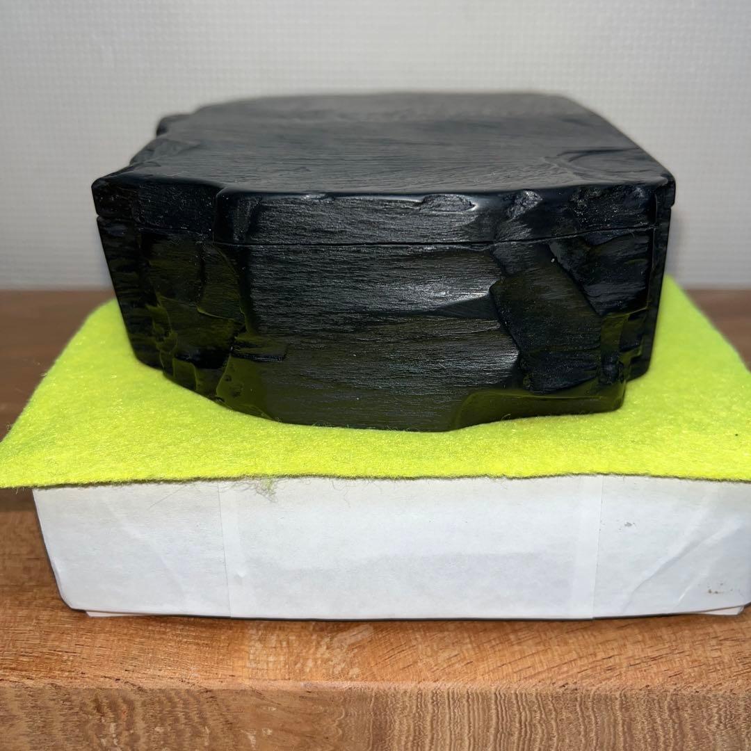 ⭕️雨畑硯　山下硯　芳石　山下三喜夫　栄寿堂製　甲州銘石　四六寸大　共蓋付硯