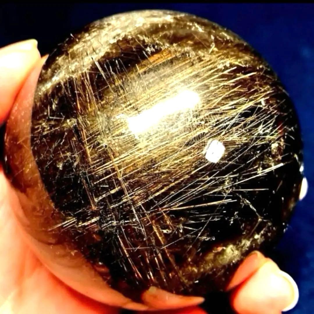 超大玉　67mm ゴールドスモーキールチルクォーツ　金針水晶　パワーストーン