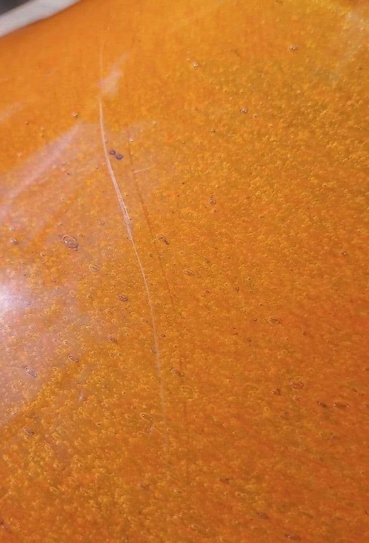 岩田藤七　作「豊穣」　アンティーク オレンジ色のガラスボウル