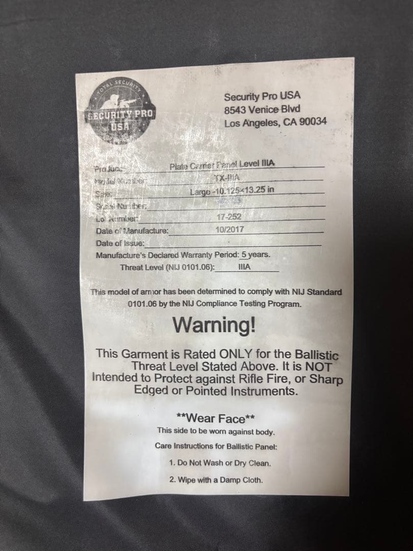 T3 Gear実物プレートキャリア＋ソフトアーマーセット Lサイズ 米軍 B22