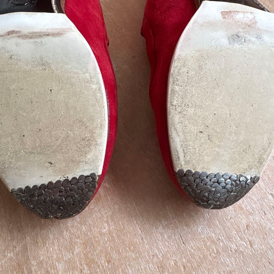 フラメンコシューズ 赤スウェード　36.5