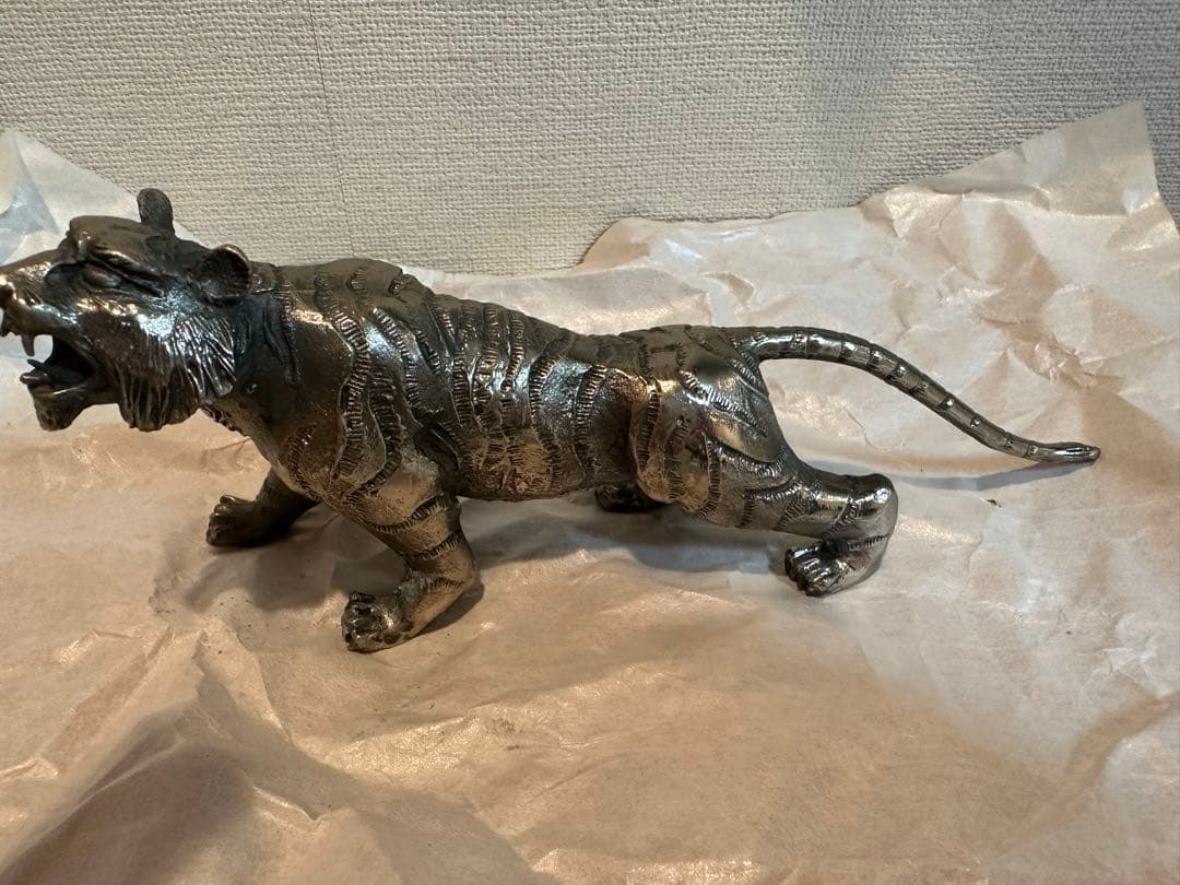 最終値下げ‼️高岡銅器　洋銀白虎