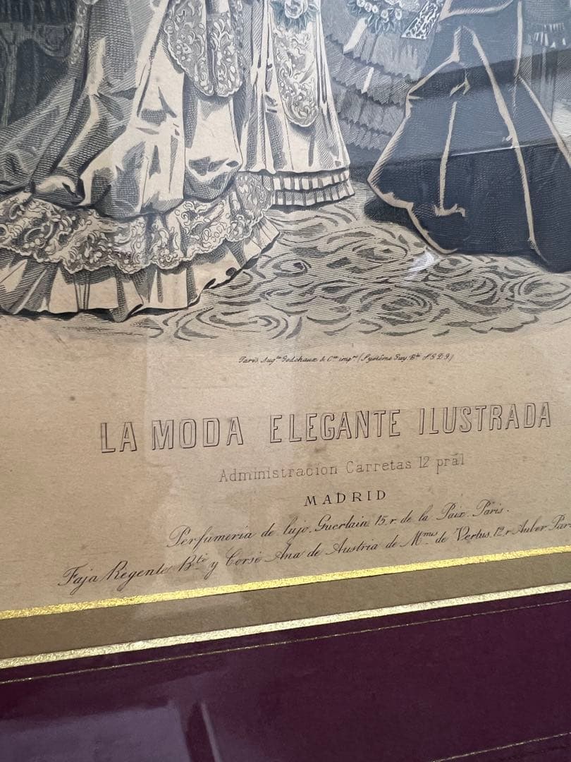 【アンティーク】額装品ヴィクトリア朝モード画