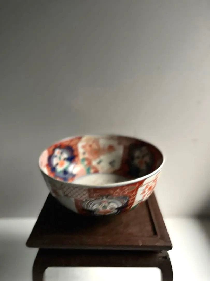 888 骨董 アンティーク 古伊万里 染付 色絵金彩花籠紋様深鉢 幕末 明治