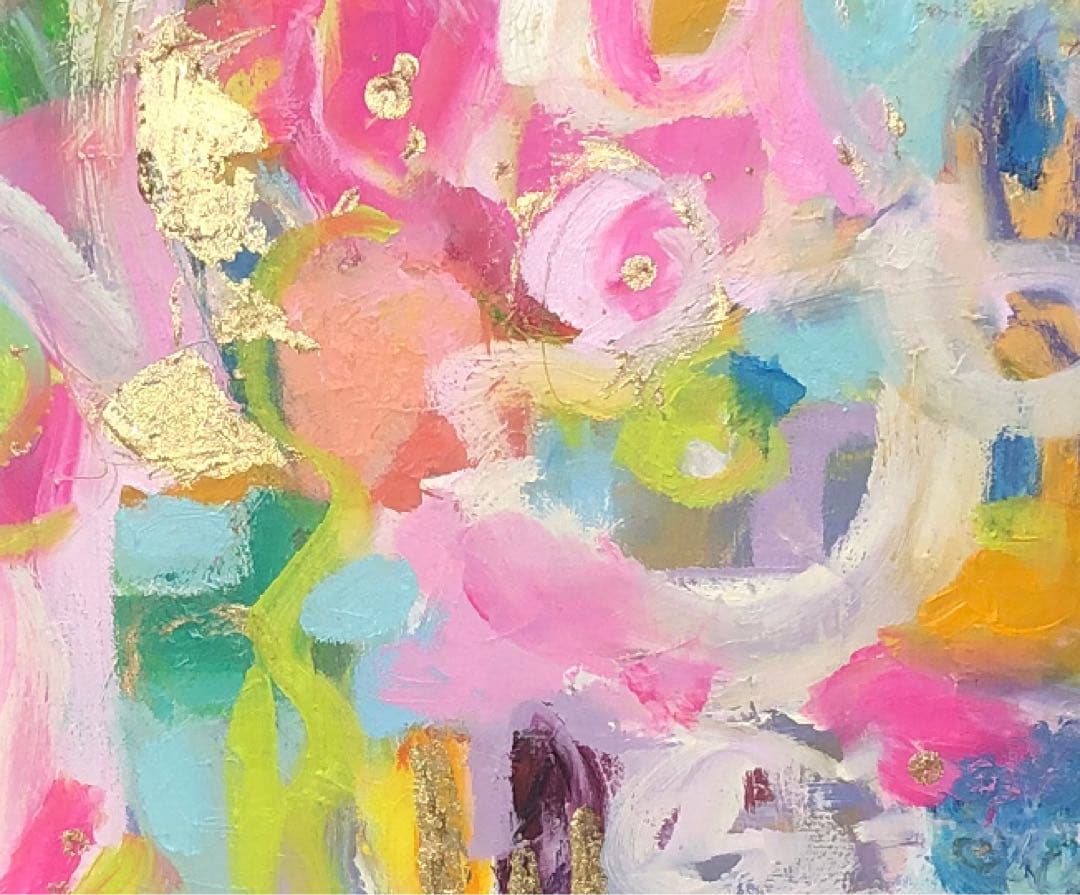 絵画　油絵　原画　新作　一点物　抽象画　北欧　ポップ　パステルカラー　F8