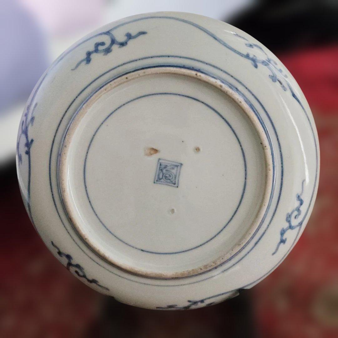 古伊万里 花唐草窓絵　皿　角福 江戸期