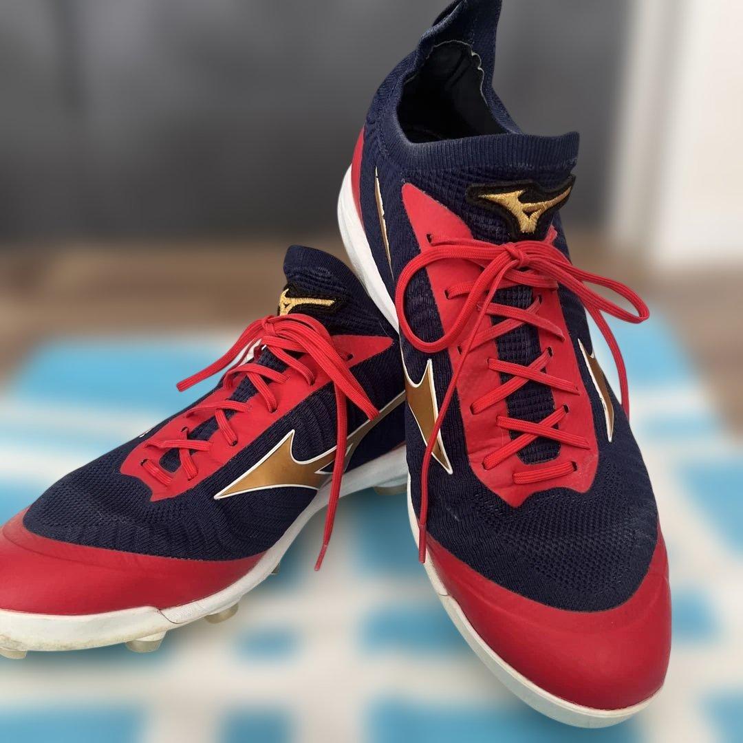 Mizuno 野球用スパイクシューズ ネイビー/レッド