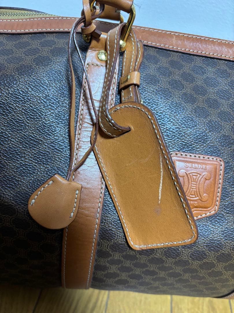 CELINE セリーヌ マカダム柄ボストンバッグ 美品 鍵付きオールドセリーヌ