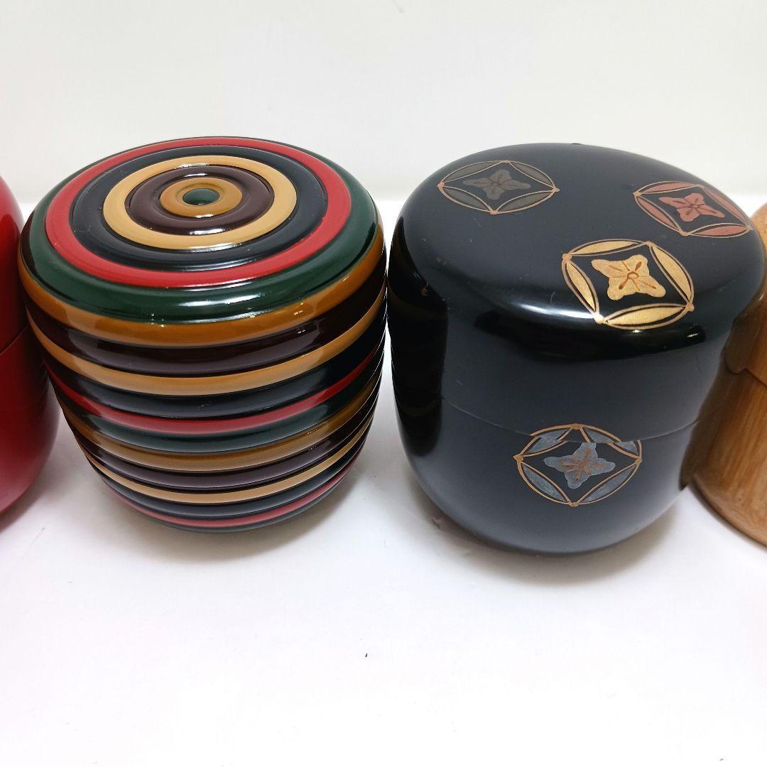 Y3122-102 茶道具 蒔絵 独楽塗 竹製等 棗6点セット 　ひ