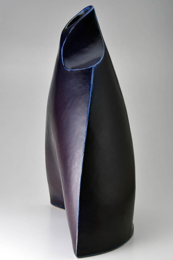花器　紫青釉　岩村守 (1934-2023)作（我孫子窯）