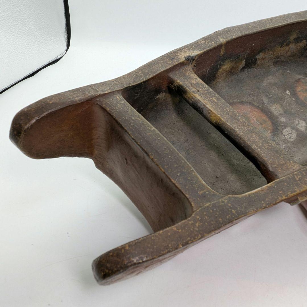 三村陶伯 備前焼 舟型花器 船形水盤 大型花器 フラワーベース 置物 花生 花入