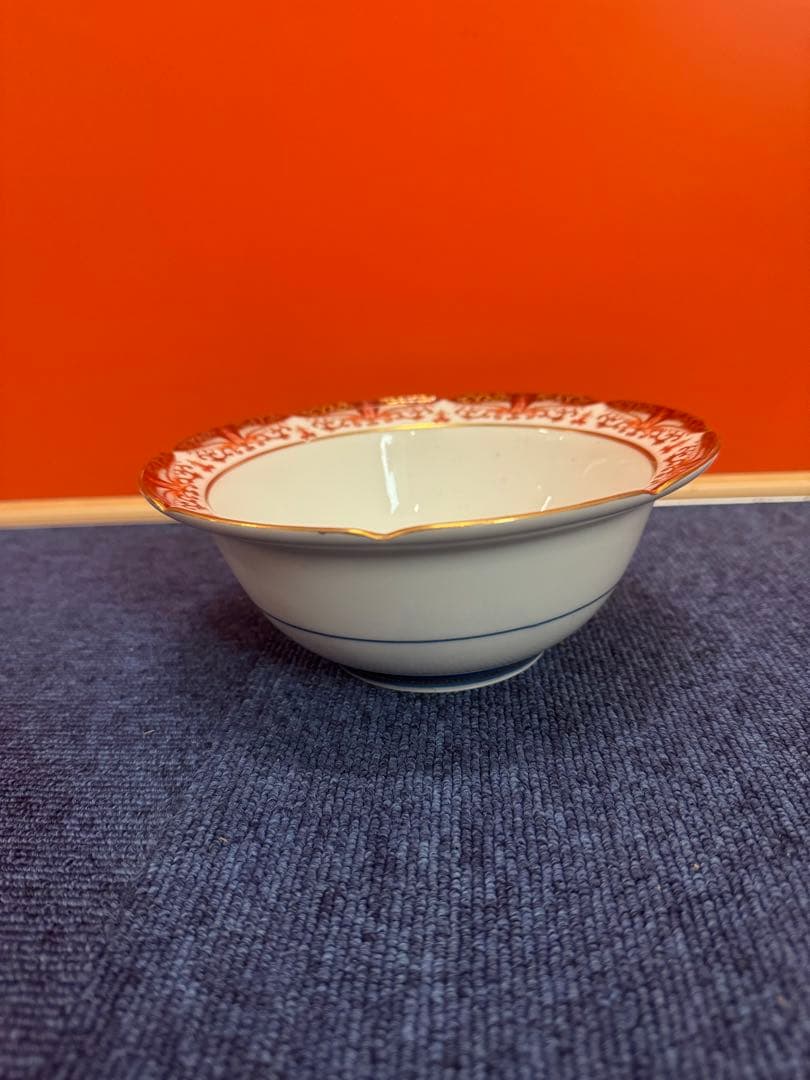 1721  其泉窯 赤濃 金彩 唐草　深鉢